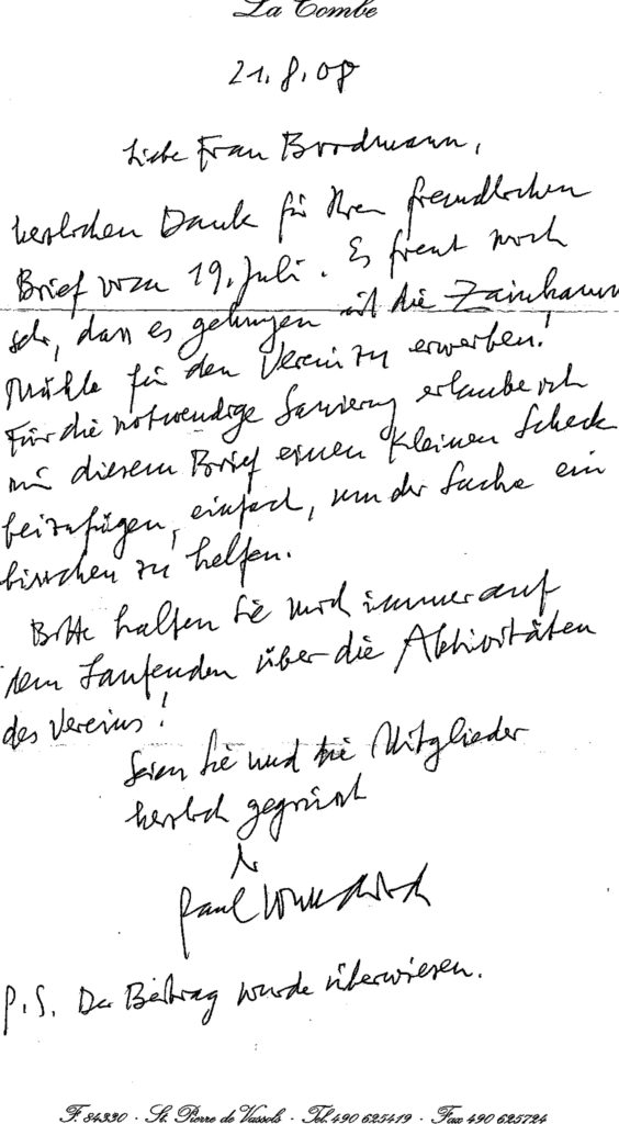 Brief von PW