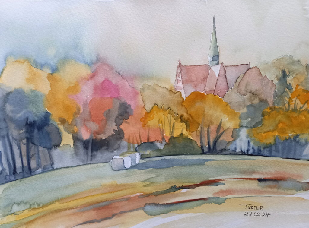 Stephanie Turzer 2024: Kloster im Herbstwald